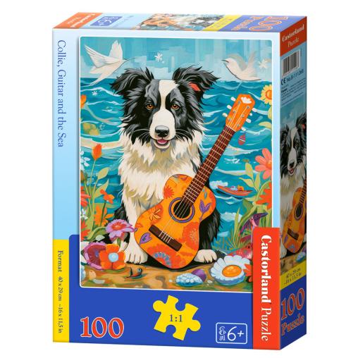 Puzzle Castorland Collie, Guitarra Y el Mar de 100 Piezas