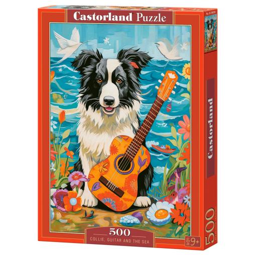 Puzzle Castorland Collie, Guitarra y el Mar de 500 Piezas