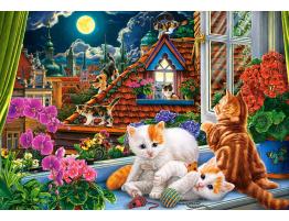 Puzzle Castorland Gatitos en el Tejado de 1500 Piezas