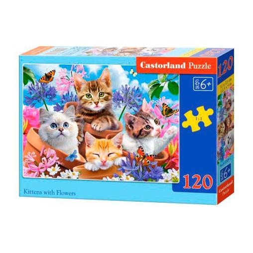 Puzzle Castorland Gatitos, Flores y Mariposas de 120 Pzs