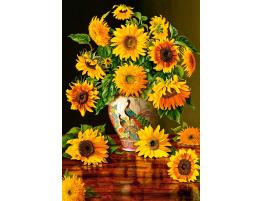 Puzzle Castorland Girasoles en Florero Pavo Real de 1000 Piezas