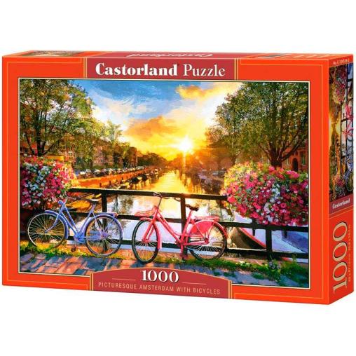 Puzzle Castorland Pintoresca Amsterdam con Bicicletas de 1000 P