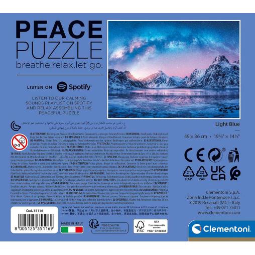 Puzzle Clementoni Peace Puzzle Azul Claro de 500 Piezas