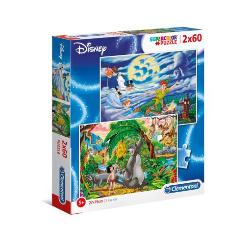 Puzzle Clementoni Peter Pan y Libro de la Selva 2 x 60 Piezas