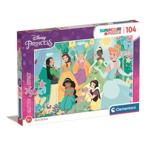 Puzzle Clementoni Princesas Disney Efecto Glitter de 104 Piezas