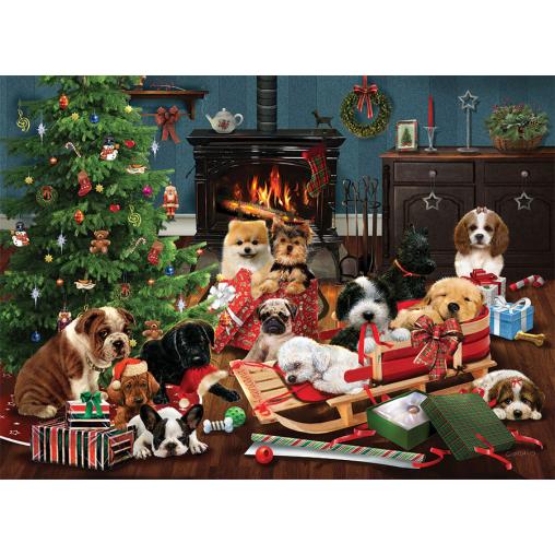 Puzzle Cobble Hill Cachorros de Navidad de 1000 Piezas