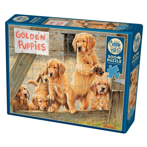 Puzzle Cobble Hill Cachorros de Golden de 500 Piezas XXL