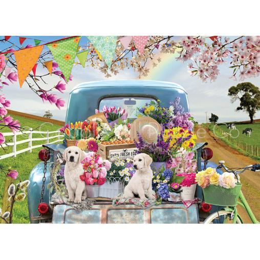 Puzzle Cobble Hill Camioneta en Primavera XXL de 500 Piezas