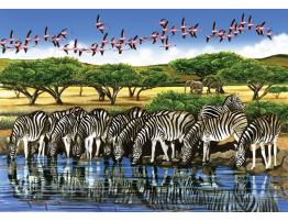 Cobble Hill Zèbres et flamants roses Puzzle 500 pièces