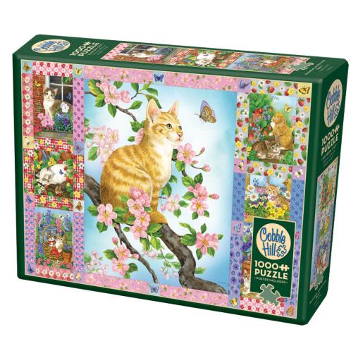 Puzzle Cobble Hill Colcha de Gatitos y Flores de 1000 Piezas