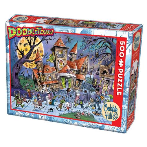 Puzzle Cobble Hill DoodleTown Casa Embrujada XXL de 500 Pzs