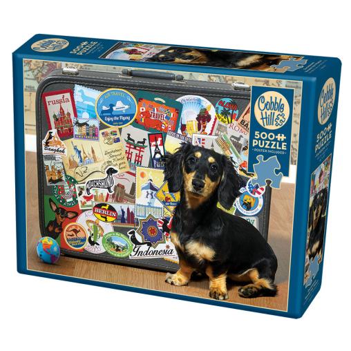 Puzzle Cobble Hill El Perro Salchicha Viajero XXL de 500 Pzs