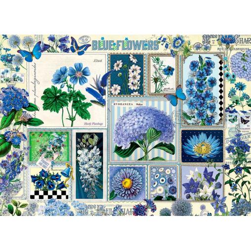 Puzzle Cobble Hill Flores Azules de 1000 Piezas