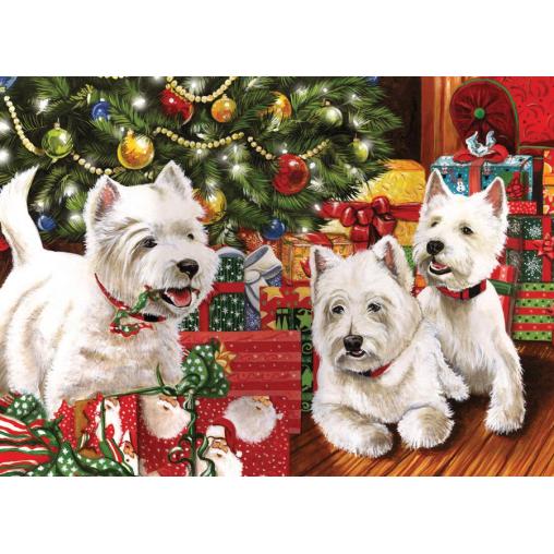 Puzzle Cobble Hill Scotties sous le sapin de Noël 1000 pièces