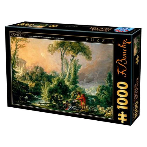 Puzzle D-Toys Paisaje Fluvial con Templo Antiguo de 1000 Pzs