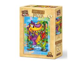 Puzzle de Madera Art Puzzle Dinosaurio Pescador de 16 Piezas