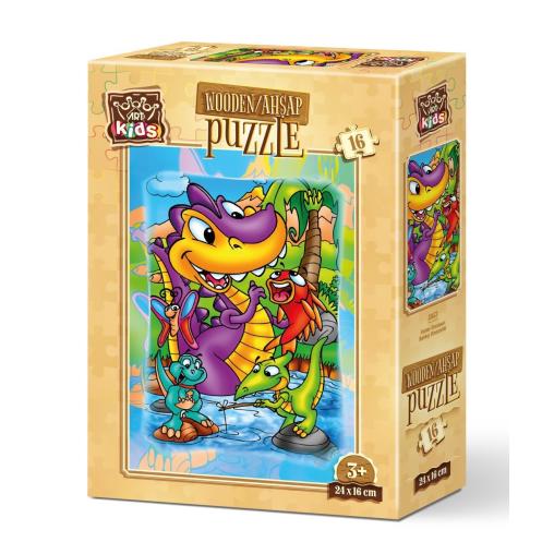 Puzzle de Madera Art Puzzle Dinosaurio Pescador de 16 Piezas