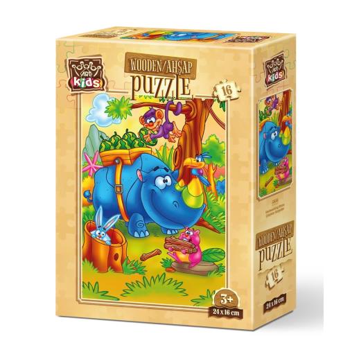 Puzzle de Madera Art Puzzle Rinoceronte Trabajador de 16 Piezas