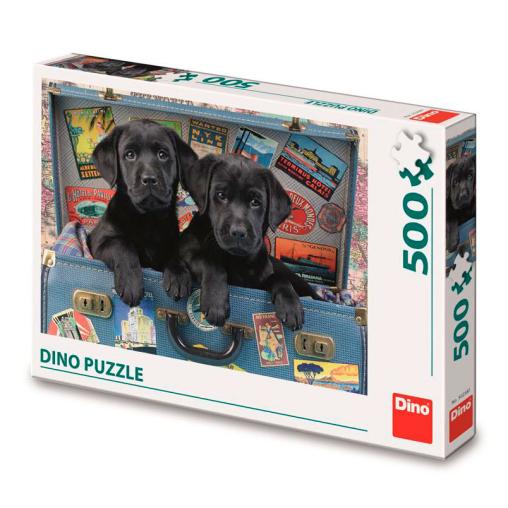 Puzzle Dino Cachorros en una Maleta de 500 Piezas