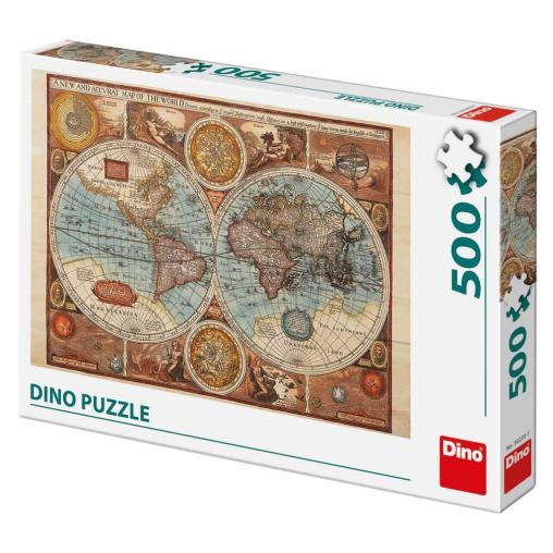 Puzzle Dino Mapa del Mundo Antiguo de 500 Piezas