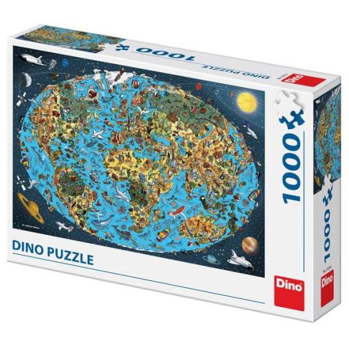 Puzzle Dino Mapamundi Ilustrado de 1000 Piezas