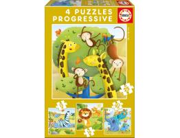 Puzzle Educa Animales Salvajes Progresivos 12+16+20+25 Pzs