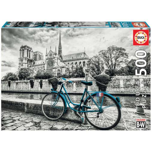 Puzzle Educa Bicicleta cerca de Notre Dame de 500 Piezas