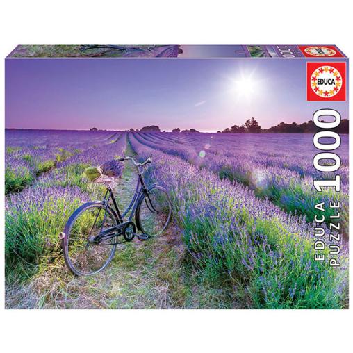 Puzzle Educa Bicicleta en Campo de Lavanda de 1000 Piezas