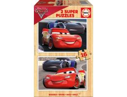 Puzzle Educa Cars 3 de 2 x 16 Piezas Madera