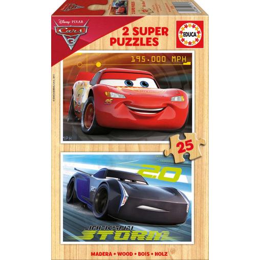 Puzzle Educa Cars 3 de 2 x 25 Piezas Madera