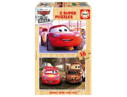 Puzzle Educa Cars On The Road de 2 x 16 Piezas Madera