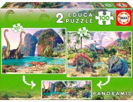 Puzzle Educa Dino World 2 x 100 pièces