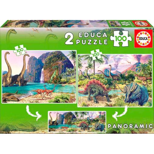 Puzzle Educa Dino World 2 x 100 pièces