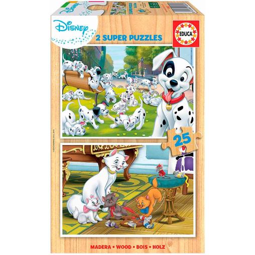 Puzzle Educa Disney Animals de 2 x 25 Piezas Madera