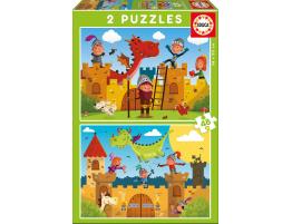 Puzzle Educa Dragones y Caballeros de 2 x 48 Piezas