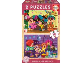 Puzzle Educa Fiesta de Disfraces de 2 x 16 Piezas Madera