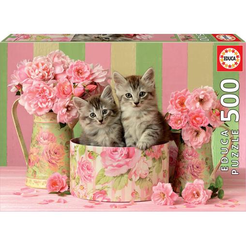 Puzzle Educa Gatitos con Rosas de 500 Piezas