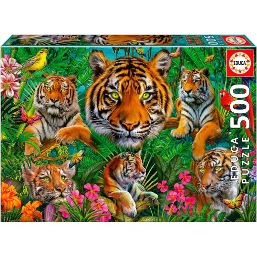 Puzzle Educa Jungla de Tigres de 500 Piezas