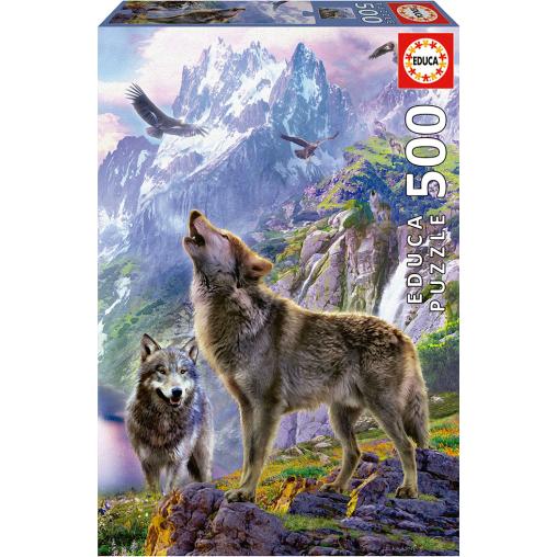 Puzzle Educa Lobos en las Rocas de 500 Piezas