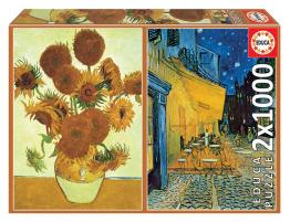 Puzzle Educa Los Girasoles y Terraza de Noche,V.V.Gogh de 2x100