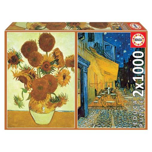 Puzzle Educa Los Girasoles y Terraza de Noche,V.V.Gogh de 2x100