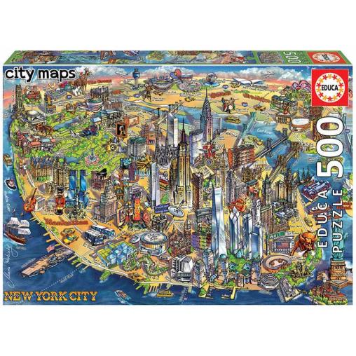 Puzzle Educa Mapa de Nueva York de 500 Piezas