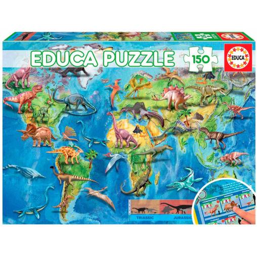 Puzzle Educa Mapamundi Dinosaurios de 150 Piezas