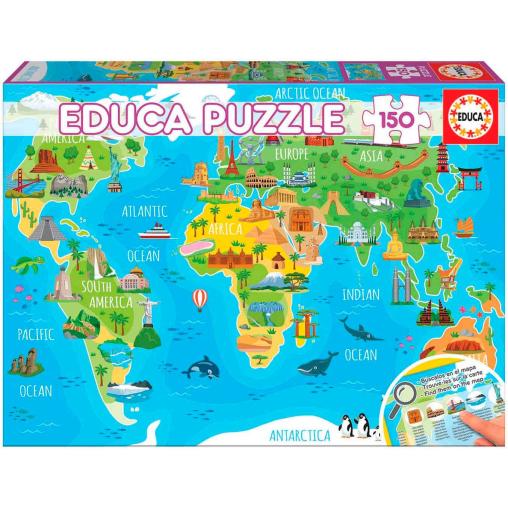 Puzzle Educa Mapamundi Monumentos de 150 Piezas