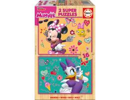 Puzzle Educa Minnie Ayudantes Felices de 2 x 16 Pzs Madera