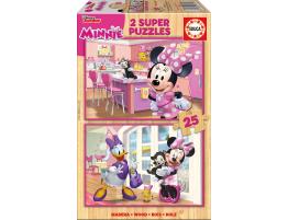 Puzzle Educa Minnie Ayudantes Felices de 2 x 25 Pzs Madera