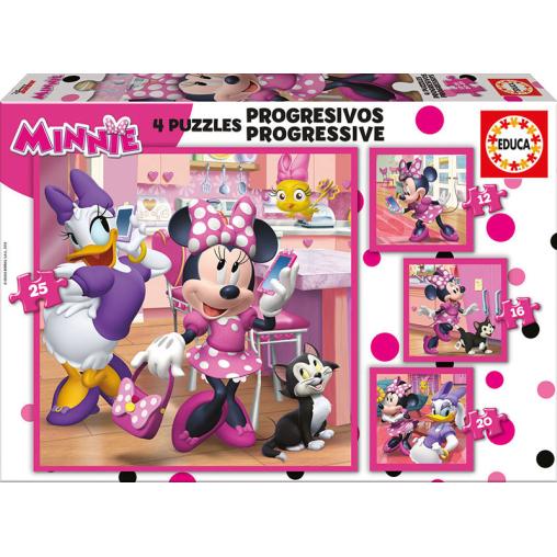 Puzzle Educa Minnie Ayudantes Felices Progresivos 12+16+20+25 P