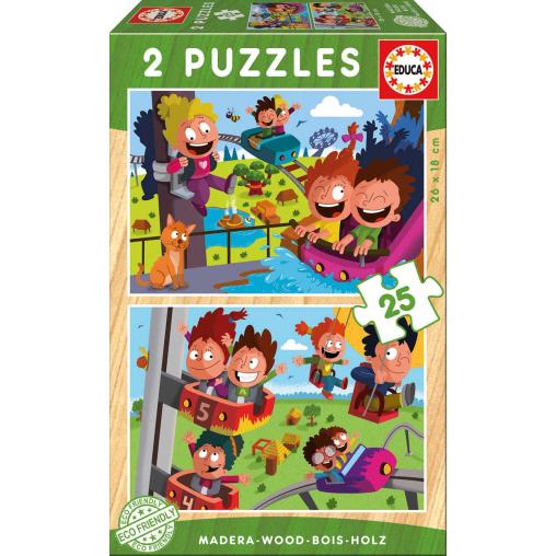 Puzzle Educa Parque de Atracciones de 2 x 25 Piezas Madera