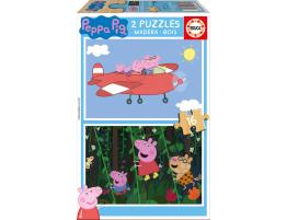 Puzzle Educa Peppa Pig 2 x 16 Piezas Madera