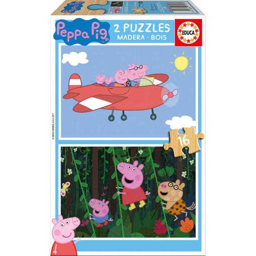 Puzzle Educa Peppa Pig 2 x 16 Piezas Madera